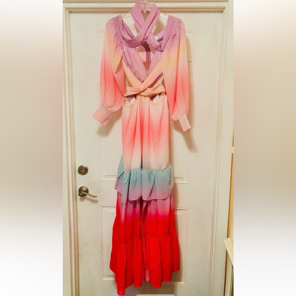 ❤️ Maxi Ombre Multi Color Split Dress